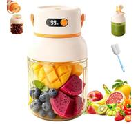 Portable Electric Juicer Cup with Zero Cord Hassle, Digital Display Portable Juicer Blender with 36 Stainless Steel Blades, Usb Rechargeable Dual Lid Fruit Blender Cup (1200ML)