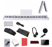 Portable Electric Keyboard, 88 Keys Folding Piano with Bluetooth USB/MIDI, Digital Piano with Dual Speakers, Rechargeable for Beginners and Adults