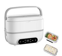 Portable Electric Lunch Box, 200W Food Warmer Heater, Double Layer Insulated Lunch Box, Portable Small Rice Steamer Pot Multifunctional Food Heating Self-Heating