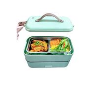 Portable Electric Lunch Box, Steam Heating, Car Food Heating Box, Travel Insulation Lunch Box, Small Rice Cooker, Can Cook Raw Rice, (0.8L) (2 Layers) (Avocado Green)