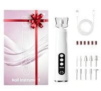 Portable Electric Nail Drill Kit - Rechargeable, 10 Speeds, LED Light & Dust Cover, 10 Bits for Acrylic/Gel Polish Removal, Nail Shaping & Cuticle Care