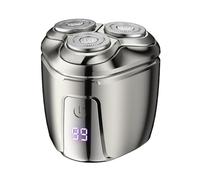 Portable Electric Shaver for Men. LCD Display, Waterproof, Magnetic Shaving Head, USB-C Rechargeable Rotary Beard Shaver. Cordless Electric Razor, Self-Sharpening Blades for Wet & Dry Shave. (Silver)
