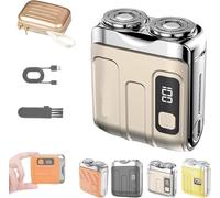Portable Electric Shaver, Mini Double Head Shaver, Wet and Dry Use, 9000 RPM High Torque Motor, LCD Display, USB Rechargeable, for Men