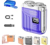 Portable Electric Shaver, Mini Double Head Shaver, Wet and Dry Use, 9000 RPM High Torque Motor, LCD Display, USB Rechargeable, for Men