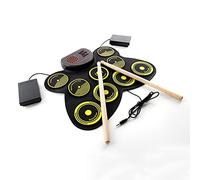 Portable Electronic Drum Pad Kit, 9 Pads Roll Up Digital Drum Built-in Speaker & Rechargeable Battery, Sticks and Pedals, Best Gift for Kids Beginner