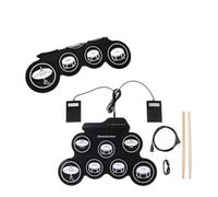 Portable Electronic Drum Set with 7 Pads, Roll-Up Drum Practice Pad with Realistic Sound, Pedal Control, and Headphone Output - Black Silicone Jazz Drum Pad for Aspiring Musicians