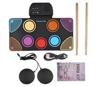 Portable Electronic Drum Set with 9 Pads, 7 Drum Styles, 10 Accompaniments, 10 Demo Songs, Realistic Sound for Practice, Black, 42.5 x 32 x 3 cm
