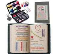Portable Embroidery Stitch Book Sewing Kit, High-Density Linen, DIY Sets with Complete Toolkit and Instructional Tutorial Instructions 106 Unique Stitch Journal for Craft Lovers Beginners