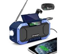 Portable Emergency AM FM Digital Radio with Waterproof Bluetooth Speaker with Flashlight Reading Lamp Crank NOAA Weather Radio with Solar Panel 5000 Cell Phone Charger
