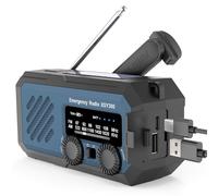 Portable Emergency Radio, 2000mAh, AM/FM Solar & Hand Crank, LED Flashlight, Power Bank, Weather Channel & SOS Alarm for Indoor & Outdoor Use