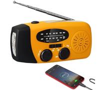 Portable Emergency Radio, Wind Up Solar Hand Crank Powered Weather Radio with AM/FM Tuner 2000mAh USB Phone Charger SOS Alarm LED Flashlight for Household Outdoor Camping Hiking (orange)
