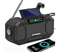 Portable Emergency Weather Radio with Waterproof Bluetooth Speaker, AM/FM/NOAA Hand Crank, Solar Powered Rechargeable Radio with Flashlight, Reading Light, 5000mAh Phone Charger
