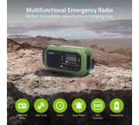 Nedis Emergency Wind Up Solar Battery Operated Radio Dab+ Dab Fm Portable With Usb Phone Charge Hand Crank