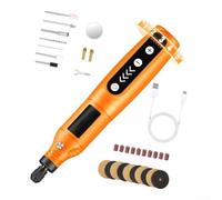 Portable Engraving Tool 31 Accessories for DIY Crafts(Orange) | 5- control 5000-18000RPM, 31 accessories included, 2000mAh for battery, USB-C charging, LED work light