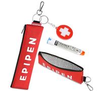 Portable EpiPen Carry Case, Insulated Emergency Medical Bag Maintain Med effectiveness, Fits 1 EpiPen, Asthma Inhaler, Auvi-Q, Allergy Medication, Travel EpiPen Holder for Adults or Kids (Red)