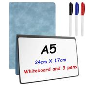 Portable Erasable Whiteboard A5, 24 x 17 cm, Small Double-Sided Writing Whiteboard with 3 Coloured Pens, Portable Memo Board, Writing Board for Office, School, Home