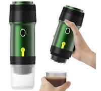 Portable Espresso Machine, 12V Travel Coffee Maker for Car, Fast Heating, Electric Wireless Coffee Maker for Coffee Capsule/Powder, for Camping, Travel, RV, Hiking, Office (Green)