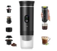 Portable Espresso Machine, Travel Coffee Maker, 3-in-1 Car Coffee Maker, Portable Electric Espresso Machine, Compatible with Big Capsule, Small Capsule and Coffee Powder, for RV, Hiking, Office Black