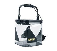 Portable EVA Camping Fishing Bucket Fish Live Bait Water Container Transparent Easy To Use Clear Traveling Hiking Boating Gardening