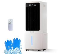 Portable Evaporative Air Cooler 12L, Ventless Humidifying Fan with 800 m³/h, 90° Oscillation, Remote, 12H Timer for Office