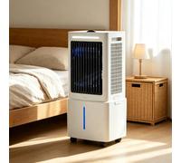 Portable Evaporative Air Cooler Fan with Digital Display, Remote Control, Visible Water Tank, 2 Ice Boxes, Up to 12L, 3 Modes, 3 Speeds, Timer, Ultra-Quiet