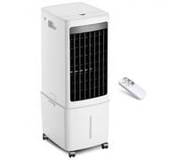 Portable Evaporative Air Cooler with Remote Control, 12L Water Tank, 1000m³/h Airflow 3-in-1 Cooling Fan Humidifier Purifier, 3 Speeds, 7.5H Timer, 65cm Mobile AC Unit for Home Office, 2 Ice Boxes