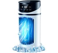 Portable evaporative cooler with air conditioning, 6 speed settings, light, 6-hour timer and 300ml water tank for student dormitories