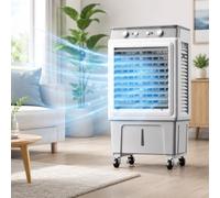 Portable Evaporative Cooler Without Exhaust Hose, 80W Quiet Water Cooler with 30L Tank, 3-Speed Oscillation, Ideal for 20-25 sqm Indoor & Outdoor Use - 45 * 33 * 83 cm