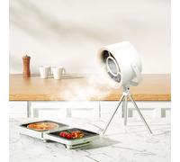 Portable Exhaust Hood, Range Hood with Changeable Filter, Desktop Hood with 3-Speed Exhaust Fan, Kitchen Vent for BBQ, Cooking, Hot pot (White)