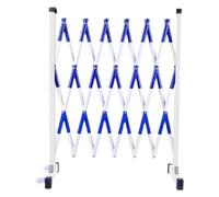 Portable Expandable Barricade Fence with Wheels, Telescopic Traffic Safety Barriers for Road Maintenance, Easy to Move, Blue & White, Foldable Safety Rail (47 x 2)