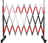 Portable Expandable Metal Barricade - Foldable Scissor Gate with Wheels, 10m Retractable Traffic Fence & Chain Barrier for Safety, Crowd Control, Outdoor Events, Silver Finish