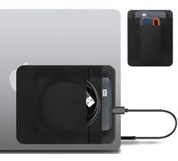 Portable External Hard Drive Sleeve for Laptop, 2-Pocket Stick on Pouch with Reusable Adhesive, for Seagate, UnionSine, Toshiba,WD,LaCie Portable External 2.5" HDD Hard Drive Carrying Case, Black