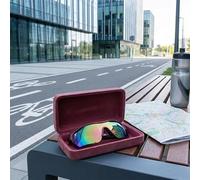 Portable Eyeglasses Case with Flocking Finish and Structural Metal Backbone for Consistent Protection (Red)