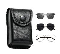 Portable Eyewear Organizer - PU Leather Protective Eyeglass Cases | Portable Eyeglass Case with Button for Glasses, Black, Consulte la descripción, See description