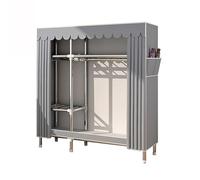 Portable Fabric Wardrobe - 170cm Foldable Canvas Closet with Hanging Ra & Side Bags Zip-Up Storage Solution for Bedroom & Clothes nization