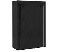 Portable Fabric Wardrobe Closet Clothes Storage Organizer with Shelves Black