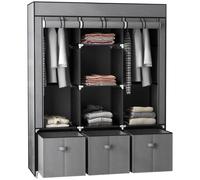 Portable Fabric Wardrobe with 5 Shelves and 3 Fabric Drawers Grey HOMCOM