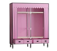 Portable Fabric Wardrobe with Hanging Rail and Shelves, Space-Saving Closet Storage Organizer for Bedroom