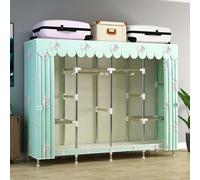 Portable Fabric Wardrobe with Hanging Rail, Large Storage Space for Bedroom Organization and Closet Solutions