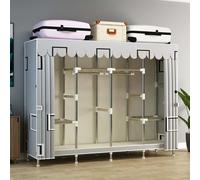 Portable Fabric Wardrobe with Large Storage Space and Hanging Rail for Bedroom