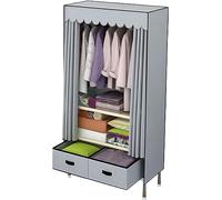 Portable Fabric Wardrobe with Shelves & Hanging Rail Brown Clothes Storage Organizer 83x45x168cm Ideal for Bedroom Closet Organizer with Drawers