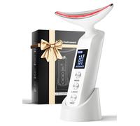 Portable Face Neck Massager, 3 Heat Settings, Vibrating Face Massage, 9-Color LED Light and 72-Hour Battery for Home, Spa, Travel, Skincare, White