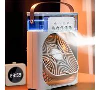 Portable Fan Air Conditioners USB Electric Fan LED Night Light Water Mist Fun 3 In 1 Air Humidifie For Home,White,White
