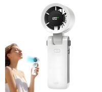 Portable Fan, Cooling Fans, Digital Display with 6.73x2.36x2.05 Inches Size, Fan Handheld for Gym Workout, Hiking Trips, Travel Backpacking, Personal Desk, Outdoor Use, White, Black