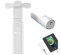 Portable Fan & Power Bank,USB Rechargeable Mini Handheld Fan,Handheld Fan with 2000 mAh, for Women Men Kids (white)