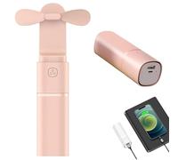 Portable Fan & Power Bank,USB Rechargeable Mini Handheld Fan,Handheld Fan with 2000 mAh, for Women Men Kids (pink)