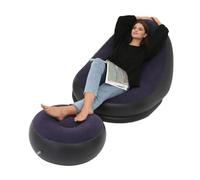 Portable Fast Inflatable Inflatable Deluxe Lounge Lounger Chair & Foot Stool Foldable Flocking PVC Comfortable Inflatable Sofa Chai for Home Camping Garden Gaming Festivals Summer (Purplish Blue)