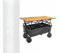 Portable Festival Trolley & Folding Table - Mobile Picnic Cart for Outdoor Camping Beach Fishing - Hand-Pull Utility Truck for Easy Transport