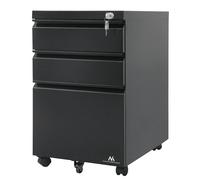 Portable Filing Cabinet Office Drawer Metal Lockable Wheels Under Desk 64cm UK