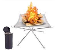 Portable Fire Pit Foldable Stainless Steel Mesh Fireplace with Carry Bag Outdoors Campfire Rack for Camping BBQ Picnic